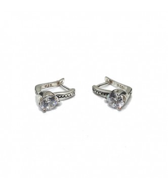 E000900 Sterling Silver Earrings With 6mm Cubic Zirconia Solid Hallmarked 925 Handmade